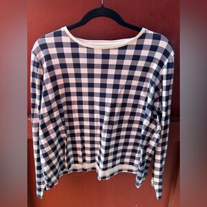 Kim Rogers white and navy blue Soft Cotton Top